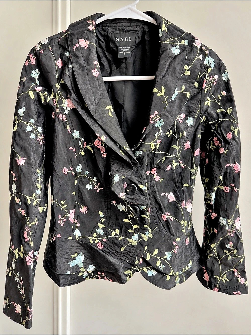 NABI Floral Black & Pink Blazer